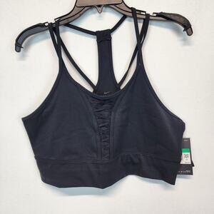 Nike Dri-FIT Cropped Training Tank Bra Size XL Lace Up Black Yoga Tight Fit
